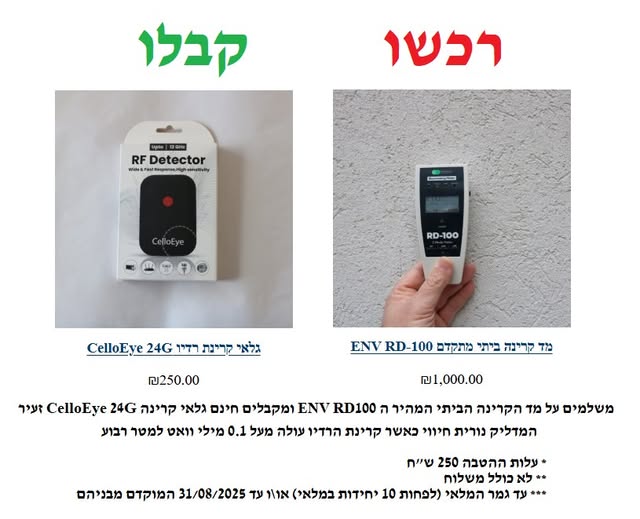 You are currently viewing מבצע משוגע – מד קרינה+גלאי קרינת רדיו ב1000 ש"ח בלבד!