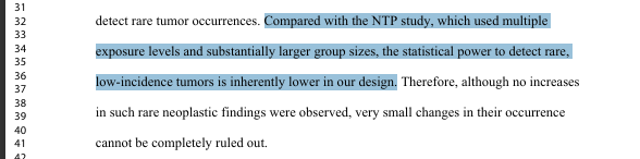 השינויים ברמות החשיפה, מספר קבוצות החשיפה, ומספר המכרסמים שסה"כ היו חשופים לקרינה הופכים את מחקרי החזרה לחלשים מאוד מבחינה סטיסטית במיוחד כאשר מדובר בחיפוש אחרי סרטנים נדירים יחסית.  אפילו כותבי המחקר אומרים זאת בעמוד 24, שורה 32.